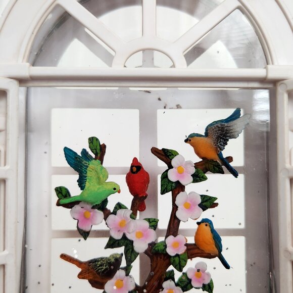 Birds on Flower Blossoms in Aviary LED Light Up Glitter Water Lantern Snow Globe - Picture 13 of 13